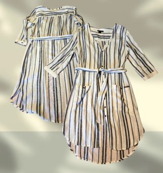 Vestido/Túnica Listrado, manga ¾