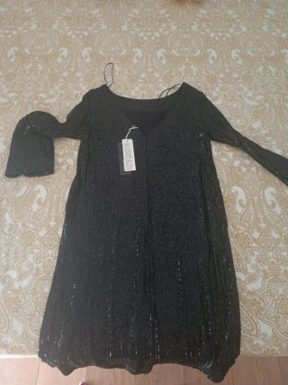 Vestido lentejuelas negro Espirit Talla S