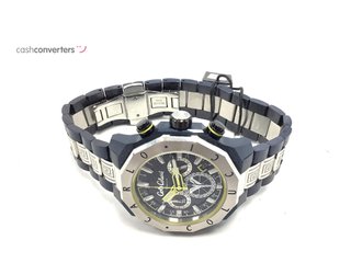 reloj pulsera premium unisex carlo colucci round stainless steel watch blau/silber