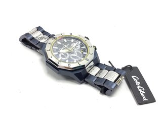 reloj pulsera premium unisex carlo colucci round stainless steel watch blau/silber