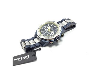 reloj pulsera premium unisex carlo colucci round stainless steel watch blau/silber