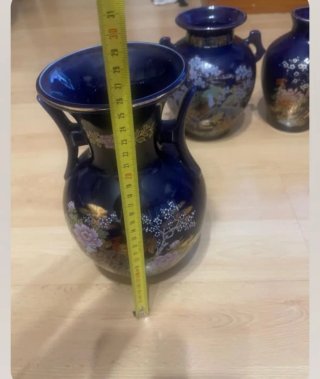 Juego de 4 jarrones azules decorativos