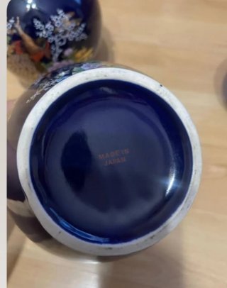 Juego de 4 jarrones azules decorativos