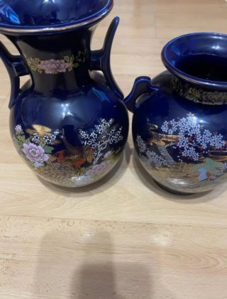 Juego de 4 jarrones azules decorativos