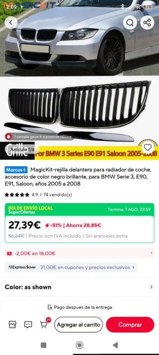 Rejilla Delantera BMW Serie 3 E90 E91
