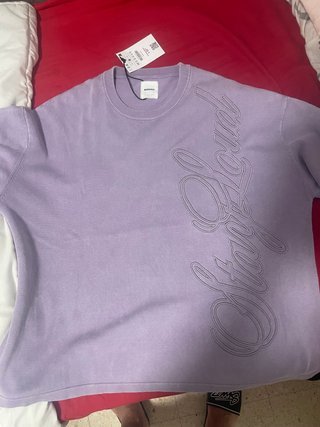 Camiseta Bershka Morada Lavado Bordado