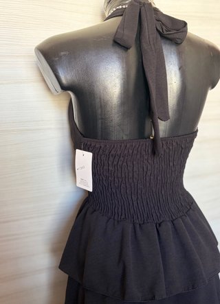 Black Halterneck Layered Ruffle Mini Dress