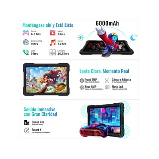 Tablet Android 15 da 10'' 30GB Nero per Bambini UJJ