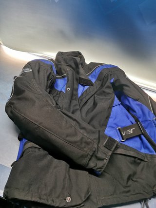 Chaqueta moto mujer CLOVER talla xs, azul negro, con protecciones