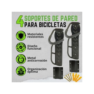Soporte bicicleta pared con protector 4 unidades