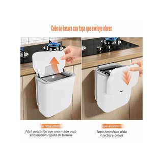 Cubo basura colgante cocina 10L con tapa