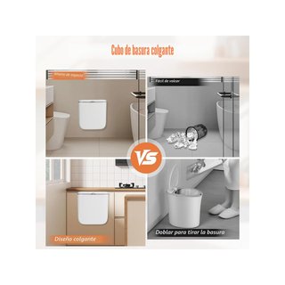 Cubo basura colgante cocina 10L con tapa
