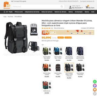 Mochila para Câmera fotográfica K&F Concept Urban