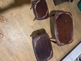 Conjunto 3 mesas auxiliares vintage madera