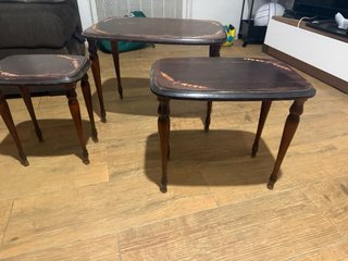 Conjunto 3 mesas auxiliares vintage madera
