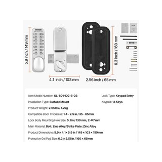 VEVOR Cerradura combinación mecánica puerta