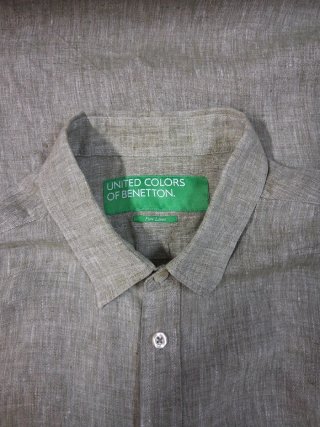 Camicia uomo puro lino benetton taglia XL