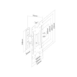 PureMounts soporte TV giratorio inclinable 23-42"