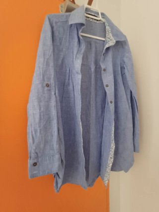Blusa Camisa Azul Floral Nueva