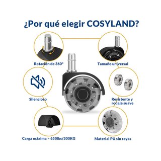 Ruote per sedia d'ufficio silenziose e morbide COSYLAND