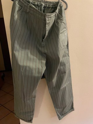 Pantaloni donna a righe verdi taglia S