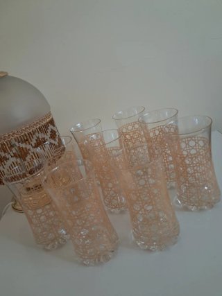 Bicchieri vintage decorati rattan oro