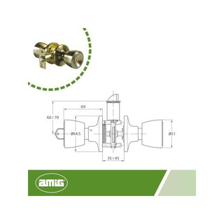Amig pomo puerta madera latón Mod. 600