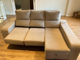 Sofá chaise longue de 3 plazas beige