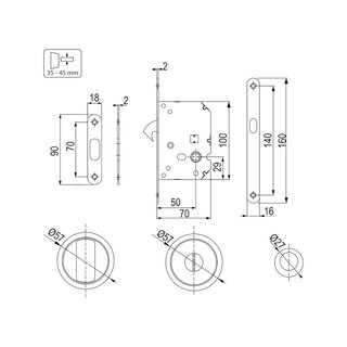 Emuca kit cerradura muletilla puerta corredera