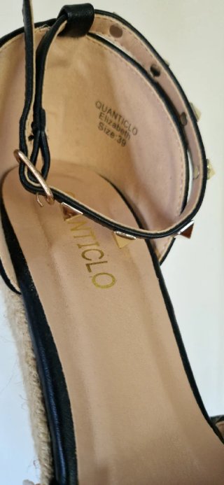 Sandali donna zeppa nero beige
