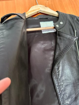 Cazadora Biker Piel Talla XL Negro Mujer Cuero