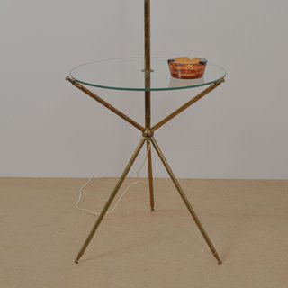 Lámpara de pie con mesa de cristal - 60s