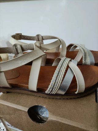 Sandali Bata donna beige e argento