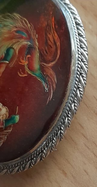 Spilla vintage madreperla artigianato russo