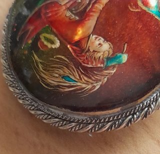 Spilla vintage madreperla artigianato russo