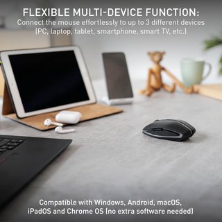 CHERRY GENTIX BT, Mouse Wireless Bluetooth, Funzione Multidispositivo per fino a 3 Dispositivi