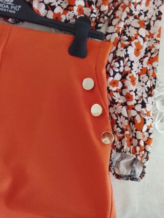 Completo donna fantasia floreale arancione
