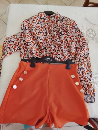 Completo donna fantasia floreale arancione