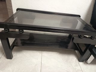 Mesa centro madera y cristal negra