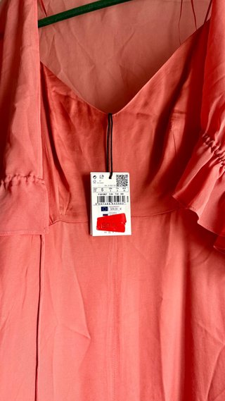 Vestido fiesta largo coral PH tirantes y capa