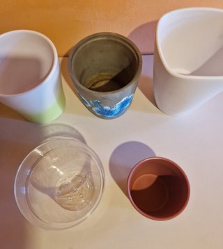 Lotto 6 Vasi Coprivasi(Ottone, Ceramica Plastica)