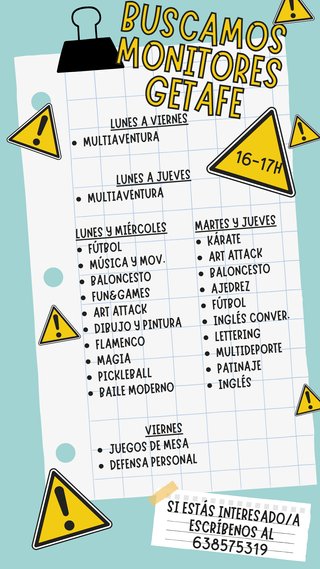 Se ofrece trabajo de monitor de extraescolares