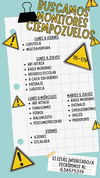 Se ofrece trabajo de monitor de extraescolares
