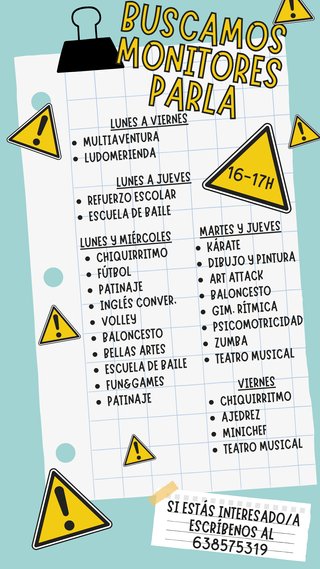 Se ofrece trabajo de monitor de extraescolares