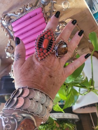 Anillo Plata y Corales Rojos
