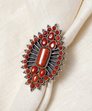 Anillo Plata y Corales Rojos