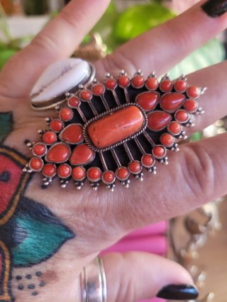 Anillo Plata y Corales Rojos