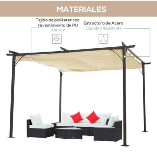 Pérgola Metal Beige 3.5x3.5m