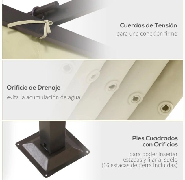 Pérgola Metal Beige 3.5x3.5m