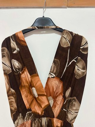 Vestito lungo floreale marrone
